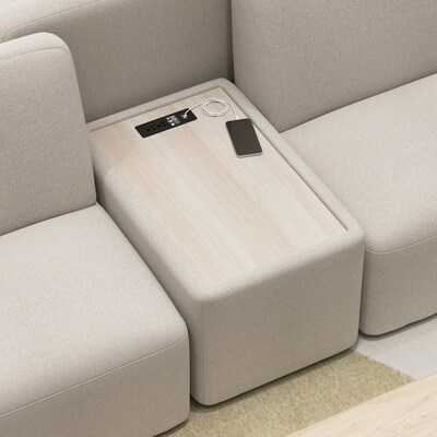 Bush Business Furniture Assemble Side Table with Charging Station, Oat Fabric (ASM120OTF-03)