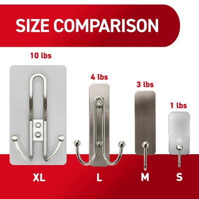 Command Extra Large Hook, 10lb., Satin Nickel, 2/Pack (17038SN-2ES)