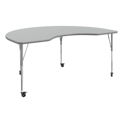 Flash Furniture Wren Kidney Activity Table, 72 x 48, Height Adjustable, Gray Top/Silver Frame (XUA4872KDGYTAC)