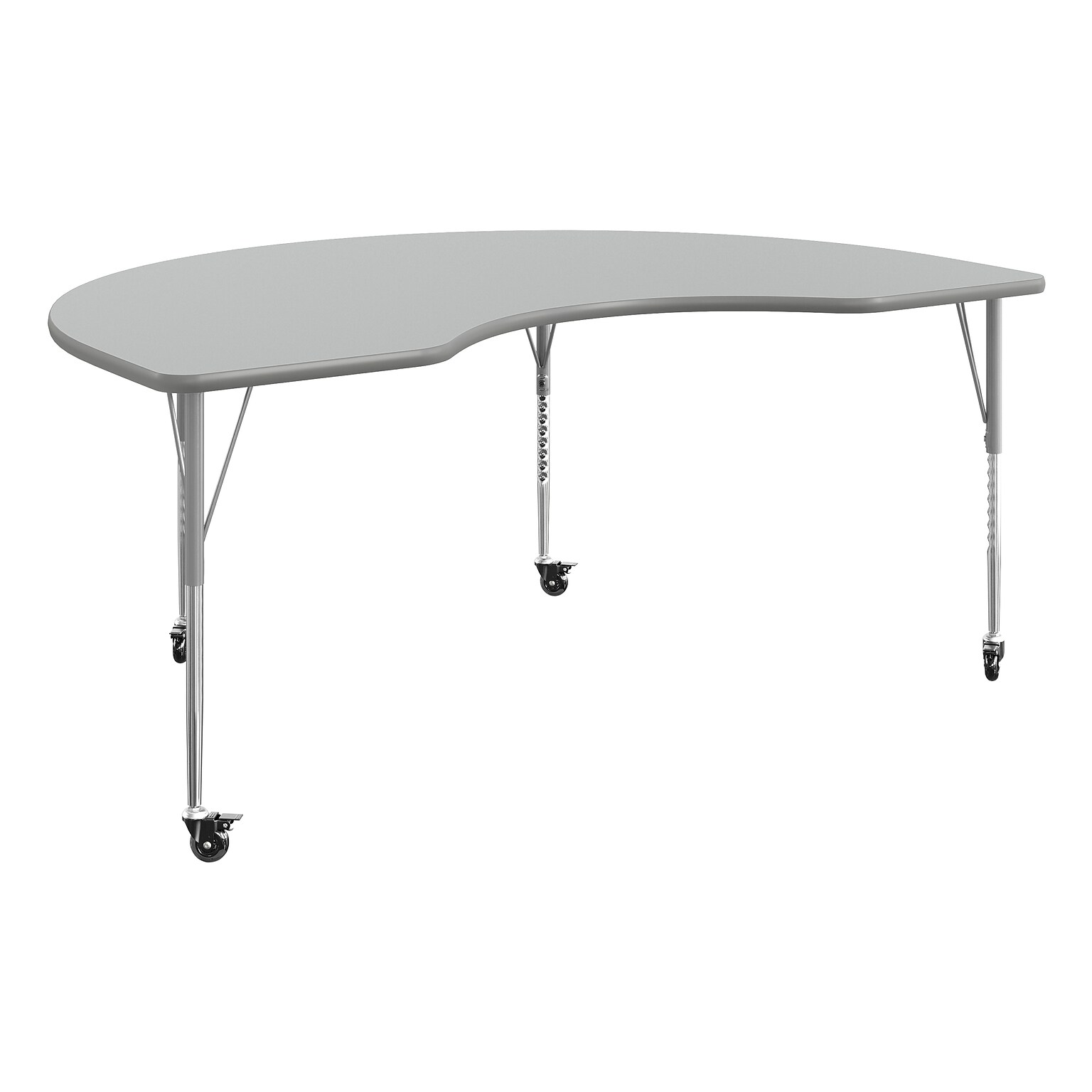 Flash Furniture Wren Kidney Activity Table, 72 x 48, Height Adjustable, Gray Top/Silver Frame (XUA4872KDGYTAC)
