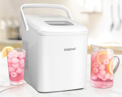 Igloo 26-Pound Automatic Self-Cleaning Portable Countertop Ice Maker Machine With Handle, White (IGLICEB26HNWH)