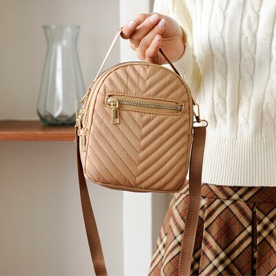 Nicci Polyester Cross-Body Quilted Bag, Nude (CB3240510C-NUD)