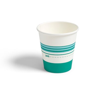 Perk 10 Oz Paper Hot Cups, 500 Count Bulk Disposable Coffee Cups for Hot Beverages, White/Teal