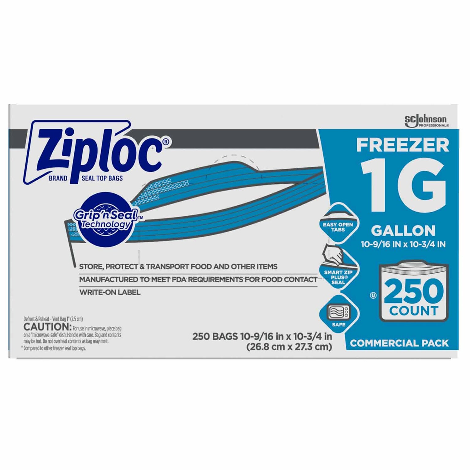 Ziploc Double Zipper Freezer Storage Bags, Gallon, 250 Bags/Carton (682258)