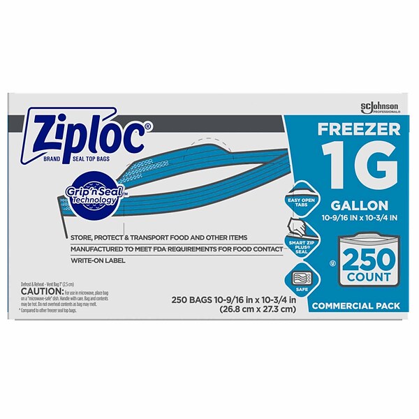 Ziploc 2 Gallon Food Storage Bags, Grip 'n Seal Technology for Easier Grip,  Open, and Close, 12 Count (Pack of 3)