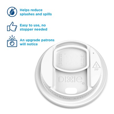 Dixie Reclosable Polypropylene Hot Cup Lid, 10/12/16/20 oz. Cup, White, 1000/Carton (DSL9542CT)