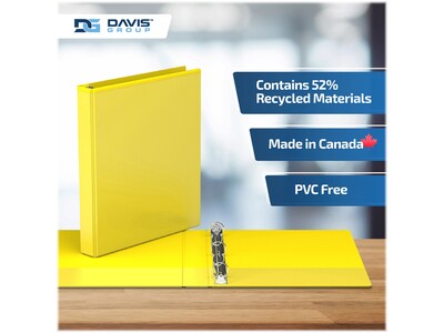 Davis Group Easyview Premium 1" 3-Ring View Binders, Yellow, 6/Pack (8411-05-06)