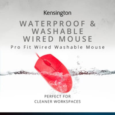 Kensington Pro Fit Washable Wired Ambidextrous USB-A Mouse, Red (K75239US)