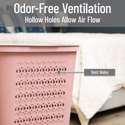 Mind Reader Slim Tapered Hamper with Lid, Plastic, Pink (SWHAMP50-PNK)