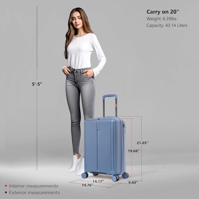 DUKAP Airley 21.85" Hardside Suitcase, 4-Wheeled Spinner, TSA Checkpoint Friendly, Blue (DKAIR00S-BLU)