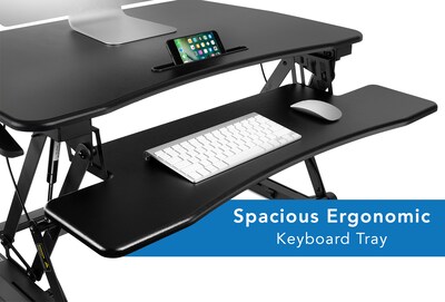 Mount-It! 35.5"W Rectangular Adjustable Metal Standing Desk Converter, Black (MI-7955)