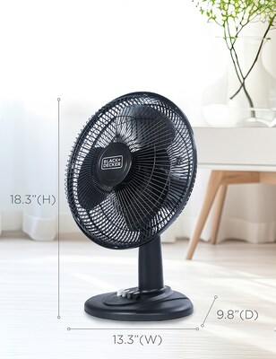 Black & Decker 12" Oscillating Desk Fan, 3-Speed, Black (BFDT12SB)