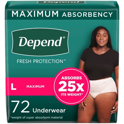 Depend Fit-Flex Adult Incontinence Underwear for Women, Disposable, Large, Blush, 72 Count (54198)