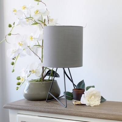 Simple Designs Down to the Wire Table Lamp Fabric Shade, Gray with Gray Shade (LT2066-GOG)