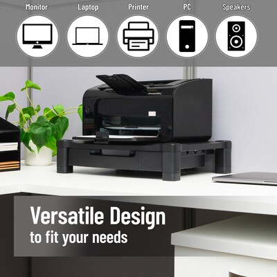 Mind Reader Monitor Stand Riser with Drawer Storage, Black (DRPLMONST-BLK)