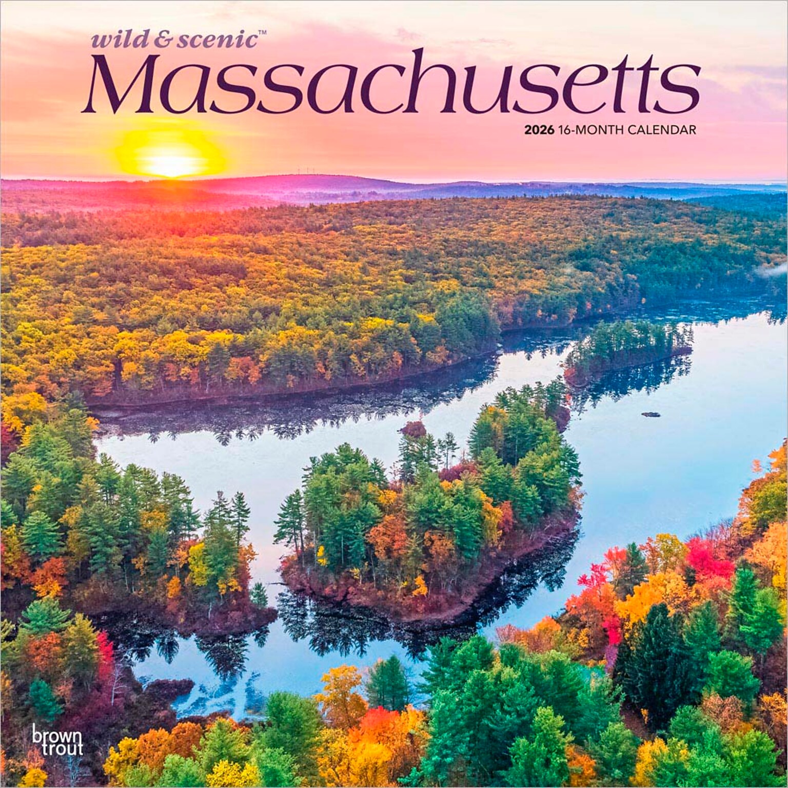 2026 BrownTrout Massachusetts Wild & Scenic 12 x 12 Monthly Wall Calendar (9798330704521)