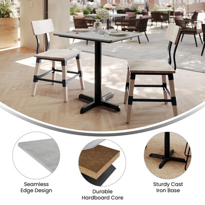 Flash Furniture Acadia Wooden Dining Table with X-Base, 23.75"D x 29.75"W, Gray Faux Concrete/Black Base (ST2430CGT2222)