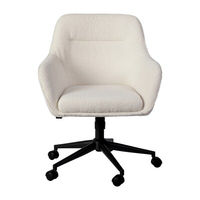 Martha Stewart Rayna Fabric Swivel Office Chair, White/Oil Rubbed Bronze (CH2209216WHBK)