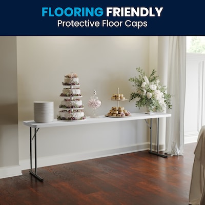 Flash Furniture Elon Folding Table, 96" x 18", Granite White (DADYCZ2442GW)