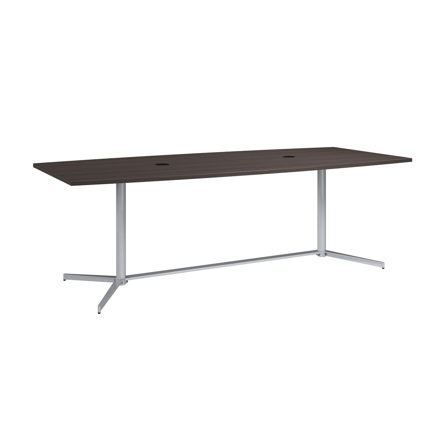 Bush Business Furniture 96W x 42D Boat Shaped Conference Table with Metal Base, Storm Gray (99TBM96SGSVK)
