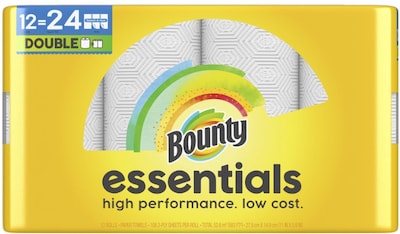 Bounty Essentials Select-A-Size Paper Towels, 12 Double Rolls, White, 108 Sheets/Roll, 12 Rolls/Pack