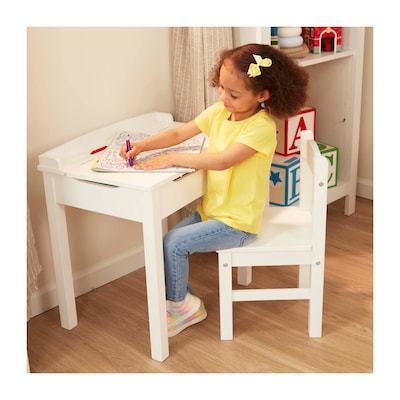 Melissa & Doug Wooden Lift-Top Desk & Chair, White (30231)