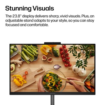 HP OmniStudio 23.8" All-in-One Desktop PC, Intel Core 3 N350, Intel Graphics, 8GB RAM, 512GB SSD, Windows 11 Home (D43SJAA#ABA)