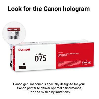 Canon 075 Black Standard Yield Toner Cartridge, Prints Up to 1,300 Pages (6365C001)