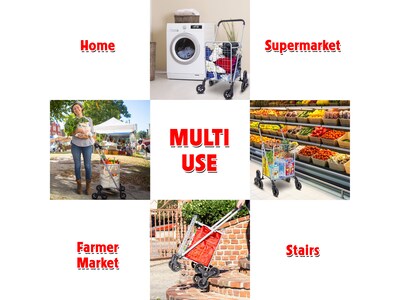 Dbest Stair Climber Cruiser Steel Mobile Folding Utility Cart with Front Swivel Wheels, Silver (01-897)