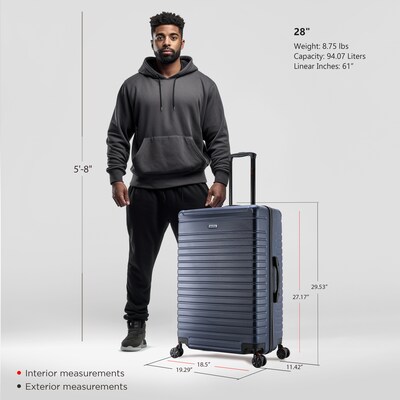 InUSA Deep 28" Hardside Suitcase, 4-Wheeled Spinner, Blue (IUDEE00L-BLU)