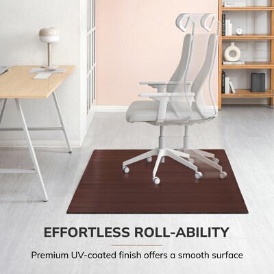 Anji Mountain Deluxe Bamboo Carpet & Hard Floor Chair Mat, 42" x 48", Dark Cherry (AMB24035W)