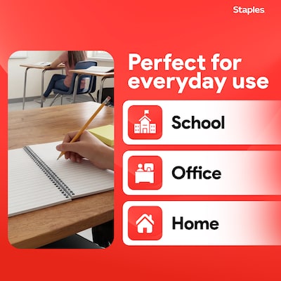 Staples 1-Subject Notebooks, 5" x 7.75", College Ruled, 80 Sheets, Assorted Colors, 3/Pack (ST11670C)