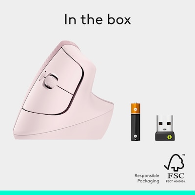 Logitech Lift Vertical Wireless Ergonomic Optical Mouse, Rose (910-006472)