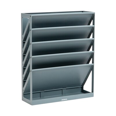 Mind Reader 5-Compartment Mountable Plastic Vertical File Storage, Gray  (WALLANCH-GRY)