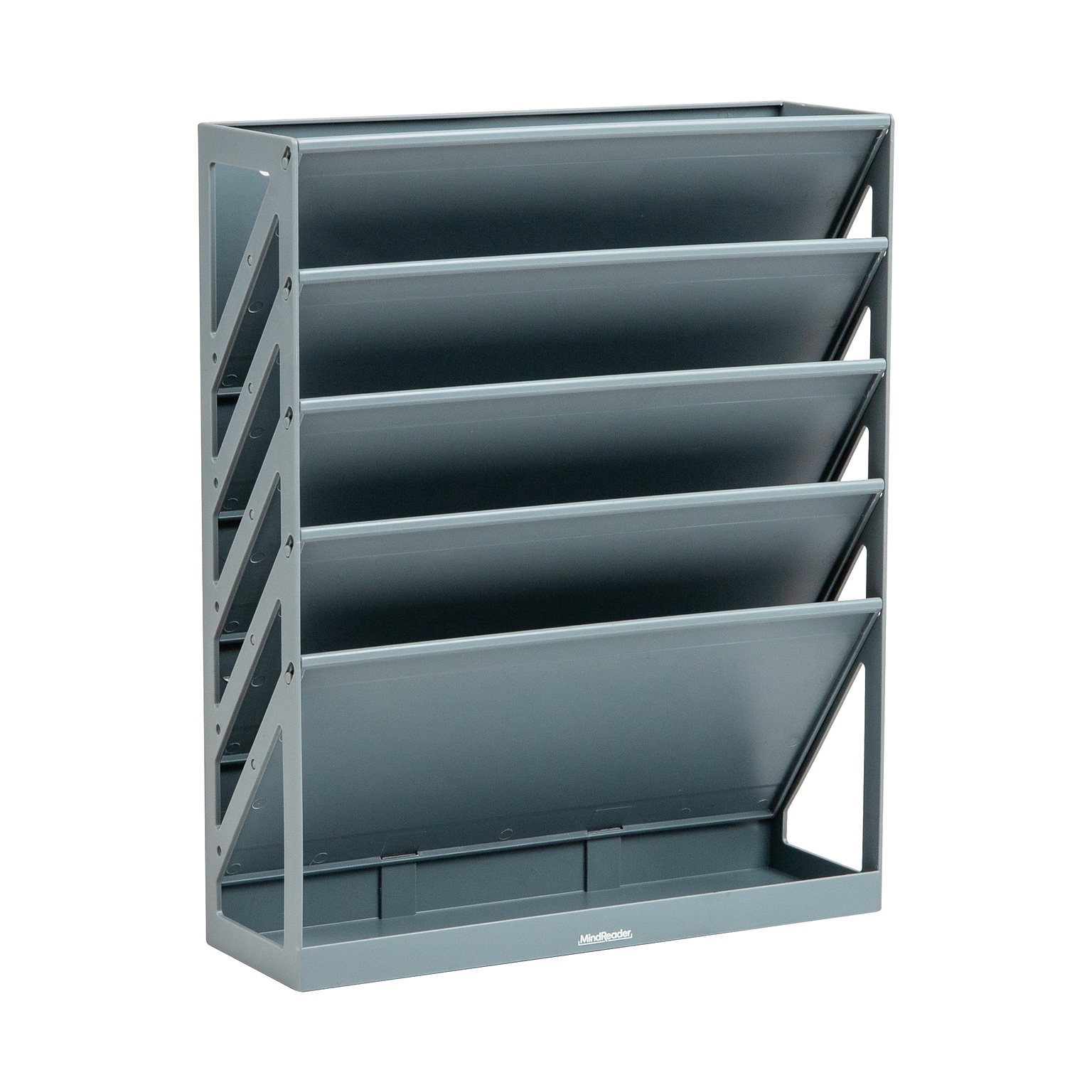 Mind Reader 5-Compartment Mountable Plastic Vertical File Storage, Gray  (WALLANCH-GRY)