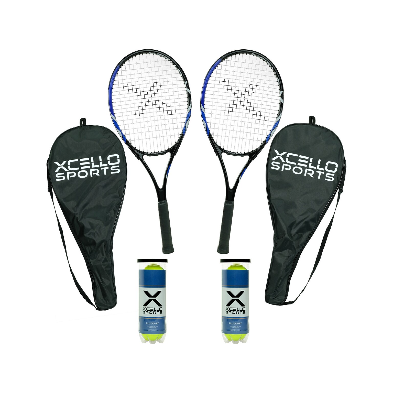 Xcello Sports 2-Player Aluminum Tennis Racket Set, Multicolor (XS-T-RS-27)