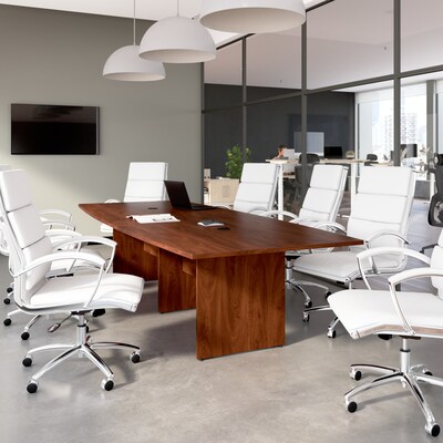 Bush Business Furniture 120W x 48D Boat Shaped Conference Table with Wood Base, Hansen Cherry (99TB1
