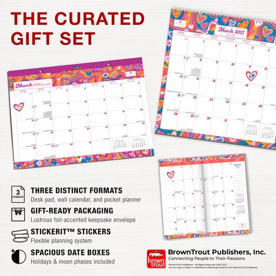 2027 BrownTrout House of Turnowsky Nothing But Love 14.25" x 13" Monthly Calendar, Assorted Colors (9798330716159)