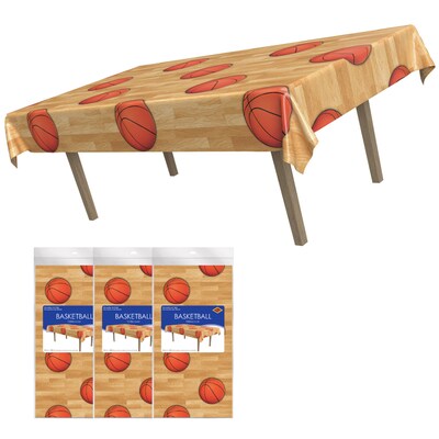 Beistle Basketball Plastic Tablecover, Multicolor, 3/Pack (53931)