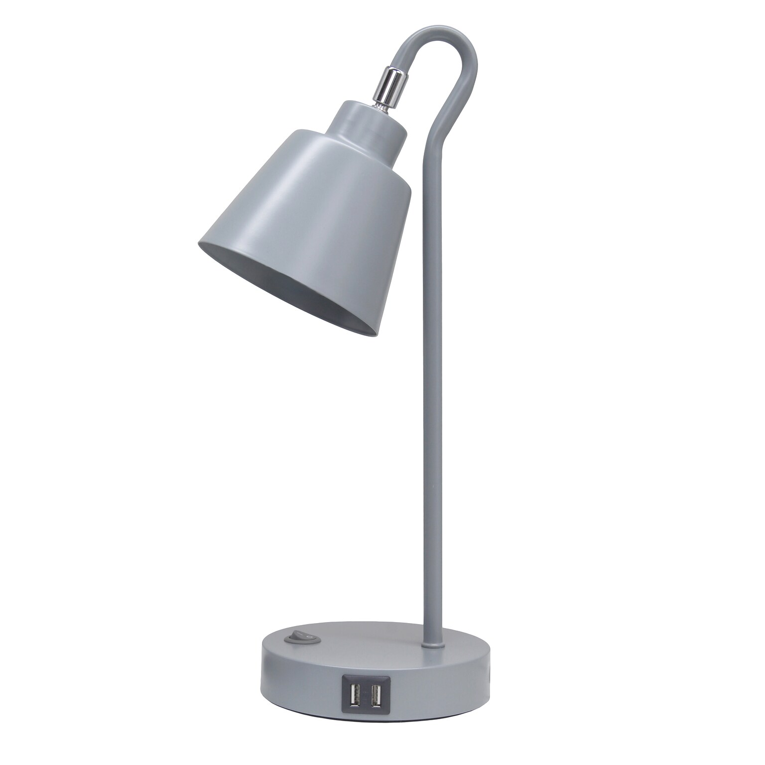 Simple Designs Sleek Essentials LED Desk Lamp, 16, with USB Ports, Gray (LD1073-GRY)