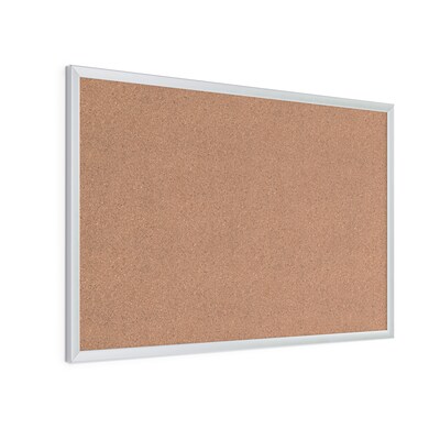 U Brands Cork Bulletin Board, 35" x 23", Silver Aluminum Frame