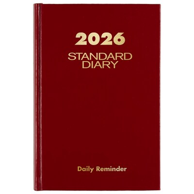 2026 AT-A-GLANCE Standard Hardcover Daily Diary, 5.75" x 8.25", Wide-Ruled, Red (SD387-13-26)