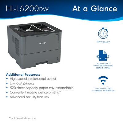 Brother HL-L6200DW Wireless Black & White Laser Printer