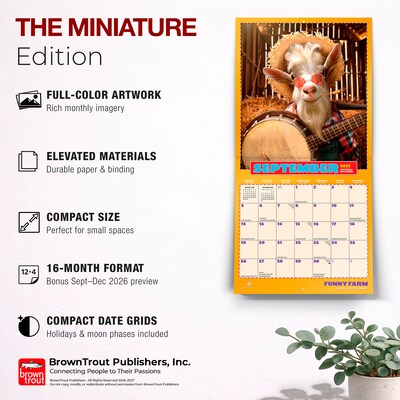 2027 BrownTrout Avanti Funny Farm 7" x 7" Monthly Wall Calendar, Assorted Colors (9798330712977)