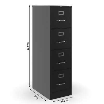Quill Brand® 4-Drawer Vertical File Cabinet, Locking, Letter, Black, 22"D (22337D)
