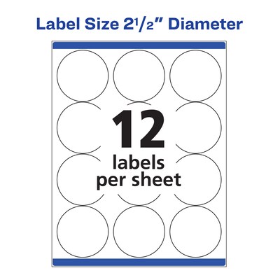 Avery High Visibility Laser Shipping Labels, 2.5"Dia., White, 300/Pack  (5294)