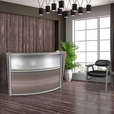 Regency Marque 72W Curved Reception Desk Workstation, Driftwood Gray (77310GY)