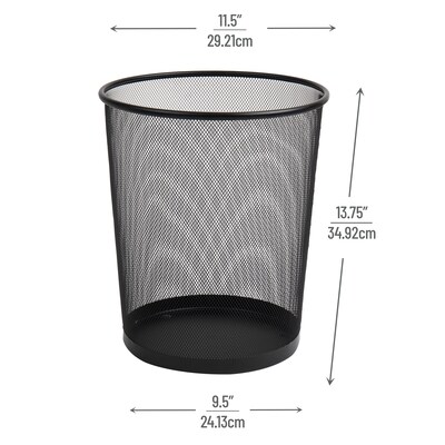 Mind Reader Metal Mesh Trash Can Without Lid, 4.4 Gallon, Black (1CIRGA-BLK)