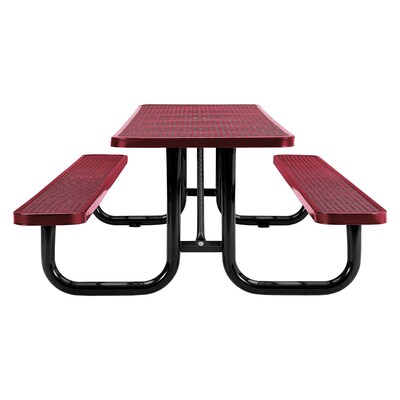 Global Industrial 8' Rectangular Picnic Table, Expanded Metal, Red (277153RD)