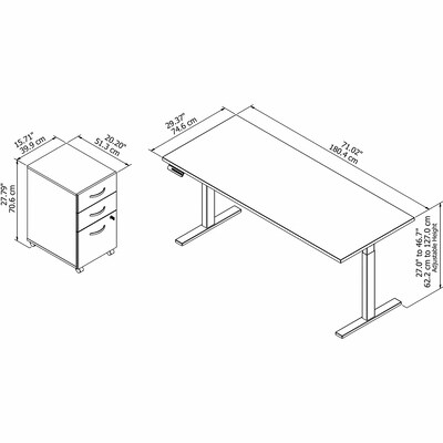 Bush Business Furniture Move 60 Series 72"W Electric Height Adjustable Standing Desk with Storage, Hansen Cherry (M6S006HC)